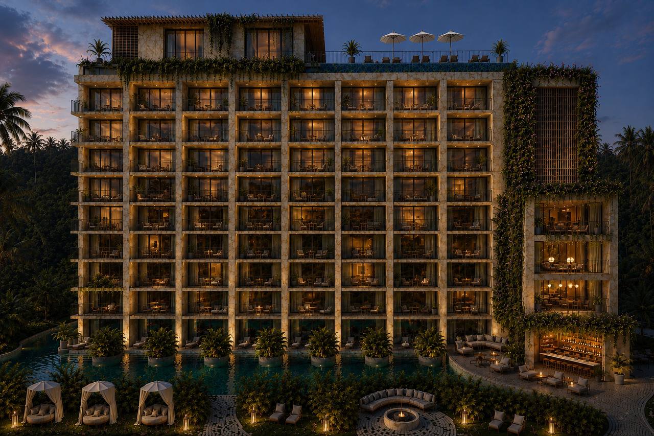 Facade — night render